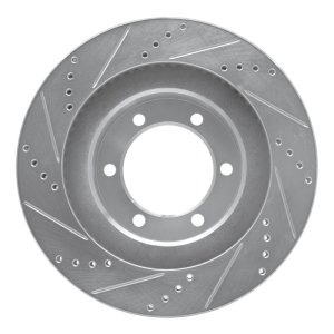 Lexus GX470 Brake Rotor (1) - Front Right - R1 Concepts - Drilled & Slotted - Silver - `03-`09
